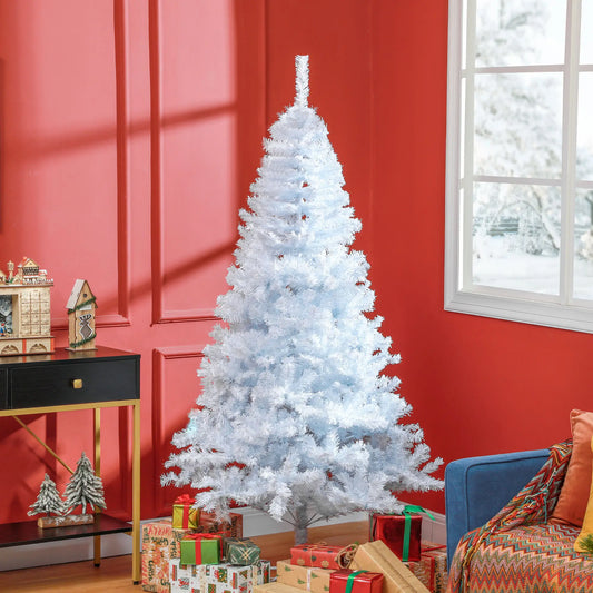 6ft Artificial Christmas Tree, 928 Branch Tips, Metal Stand, White White Christmas Trees White at Gallery Canada