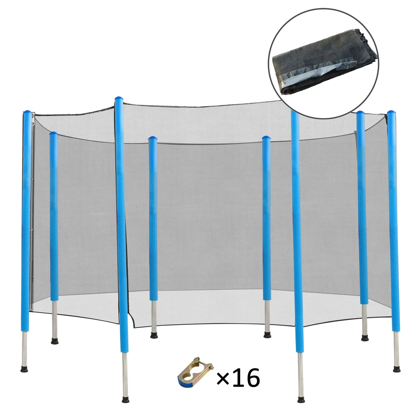 12FT Trampoline Net Enclosure, 8 Poles, Safety Accessories, Black Trampolines at Gallery Canada