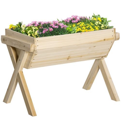 Elevated Planter Box with Legs, Wooden Raised Garden Bed with Bed Liner and Drainage Holes, for Backyard, Patio to Grow Vegetables, Herbs, and Flowers