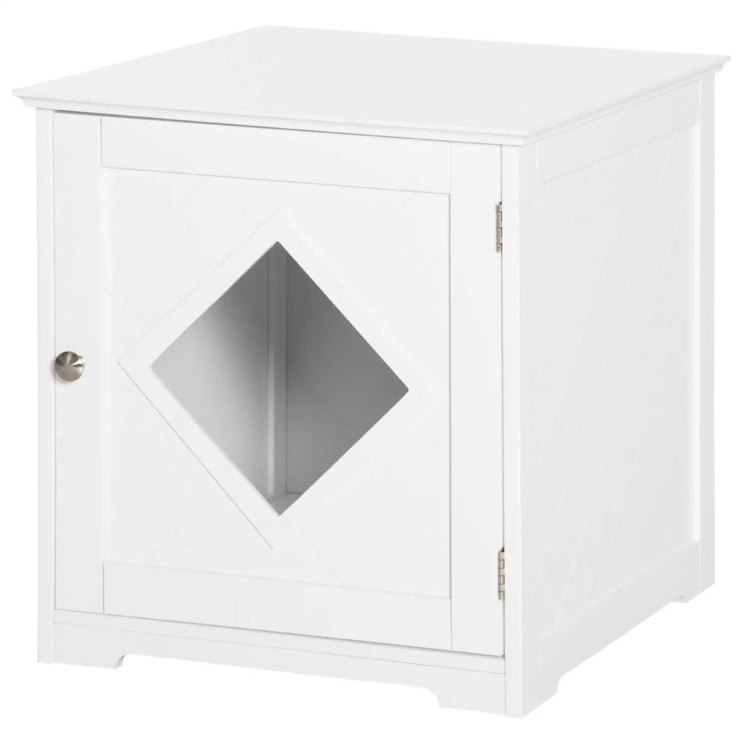 Cat Litter Box Enclosure End Table, Indoor Washroom with Magnetic Door, White Cat Litter Box Enclosures at Gallery Canada