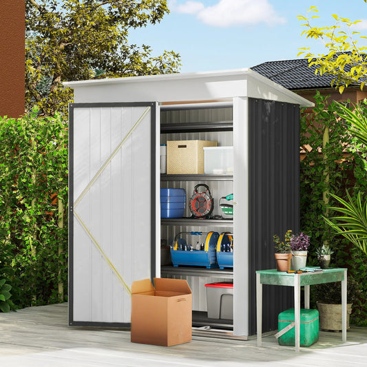 Outdoor Storage Shed, Steel Lean-To, Adjustable Shelf, 5'x3'x6', Dark Grey Sheds Dark Grey at Gallery Canada