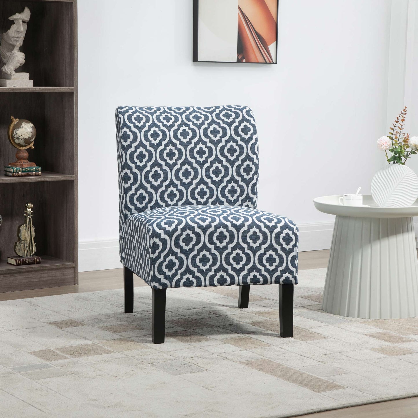 Armless Accent Chair for Bedroom, Upholstered Slipper Side Chair for Living Room with Wood Legs, Blue - Gallery Canada