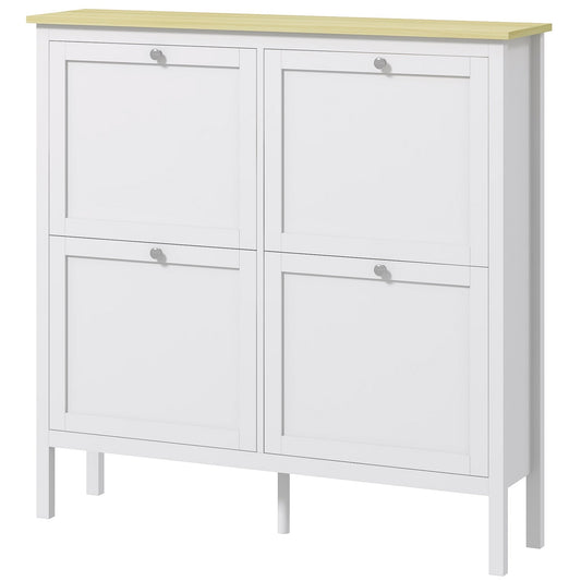 Entryway Shoe Storage Cabinet with 4 Flip Drawers, Adjustable Shelves, Narrow Shoe Cabinet for 20 Pairs of Shoes, White at Gallery Canada