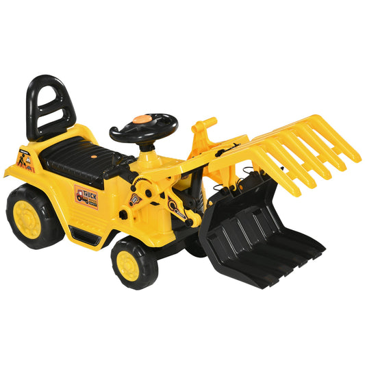 Ride On Excavator Toy No Power Digger with Realistic Sound Grabber Storage, for 3-4 Years Old, 32.7"x10.6"x15.4", Yellow - Gallery Canada