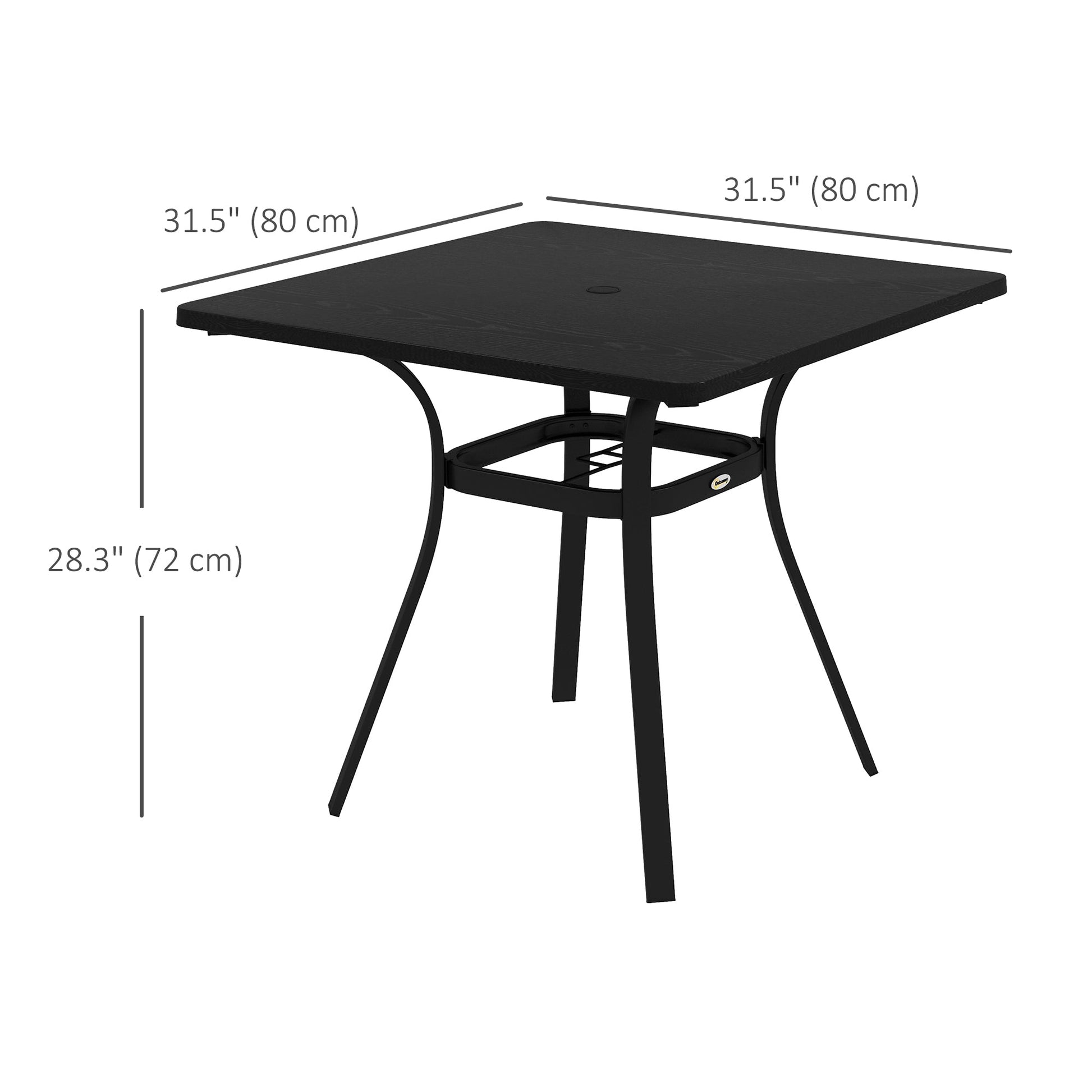 Rectangle Patio Dining Table for 4 People with Steel Legs, Metal Tabletop for Garden, Backyard, Lawn, Balcony, Black at Gallery Canada