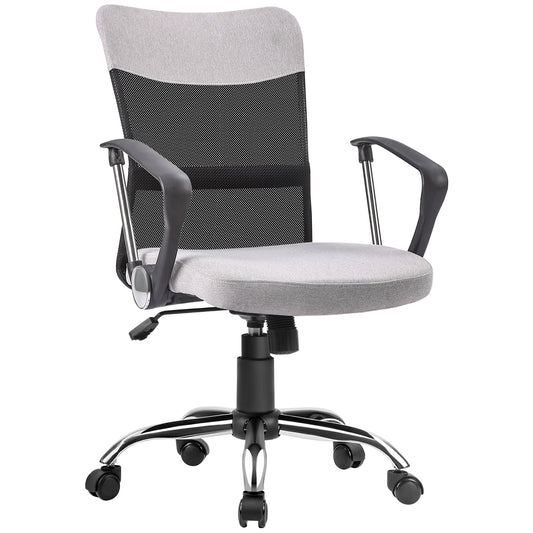Ergonomic Office Chair, Mid Back Mesh Chair with Armrests, Adjustable Height, Grey and Black - Gallery Canada