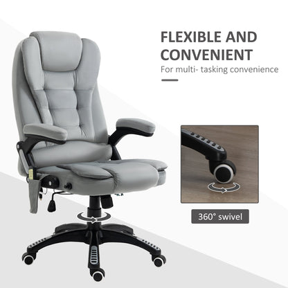 Ergonomic Vibrating Massage Office Chair High Back Executive Chair with 6 Point Reclining Backrest Padded Armrest Grey at Gallery Canada