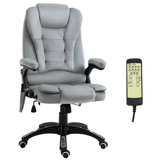 Ergonomic Vibrating Massage Office Chair High Back Executive Chair with 6 Point Reclining Backrest Padded Armrest Grey at Gallery Canada