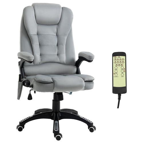 Ergonomic Vibrating Massage Office Chair High Back Executive Chair with 6 Point Reclining Backrest Padded Armrest Grey