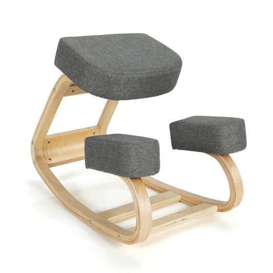 Ergonomic Kneeling Chair Rocking Office Desk Stool Upright Posture, Gray