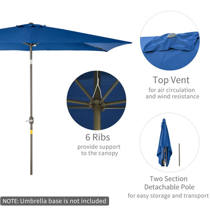 6.5x10ft Patio Umbrella Rectangle Aluminum Tilt Garden Market Parasol Outdoor Sunshade Canopy with Crank (Dark blue) at Gallery Canada