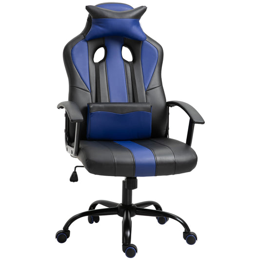 Adjustable Racing Gaming Chair High Back Racing Style with Lumbar Support and Pillow Blue - Gallery Canada
