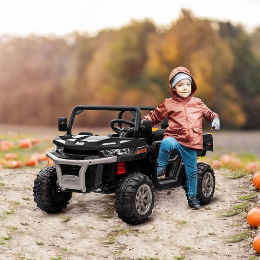 12V Ride On Car, Two-Seater, Electric Bucket, Shovel, Remote Control, Black Electric Toy Cars Black at Gallery Canada