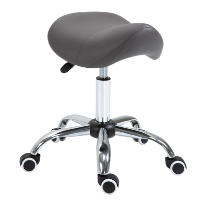 Adjustable Hydraulic Rolling Salon Stool Swivel Saddle Chair Spa Beauty Seat PU Leather, Grey at Gallery Canada