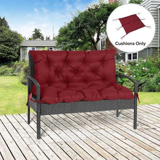 Porch Swing Cushion, Garden Bench Cushion with Backrest, Non-Slip 2-Seater, 39.4" x 38.6", Wine Red Patio Chair Cushions Wine Red at Gallery Canada