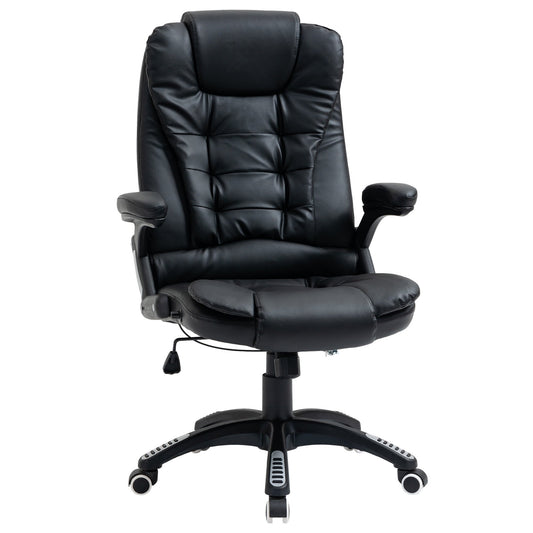 Executive Chair PU Leather Recliner Office Chair, with Swivel Wheels, Arm, Adjustable Height, High Back, Black - Gallery Canada