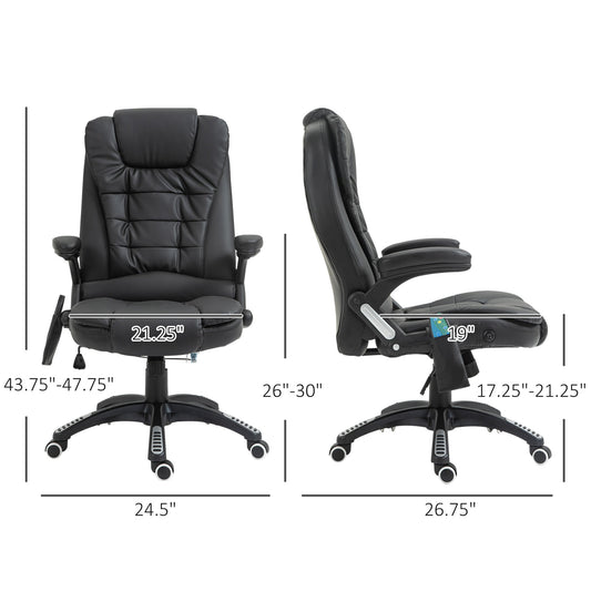 Executive Massage Chairs Heated High Back Reclining Office Chair Swivel Leather Adjustable Vibrating Furniture Black at Gallery Canada