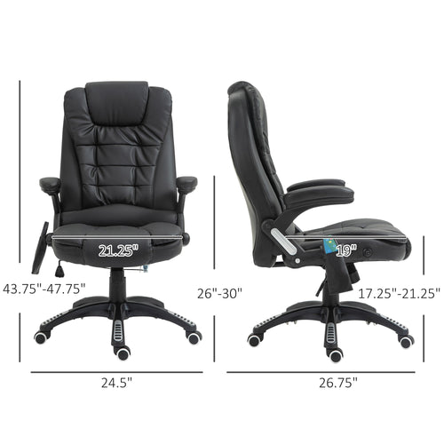 Executive Massage Chairs Heated High Back Reclining Office Chair Swivel Leather Adjustable Vibrating Furniture Black