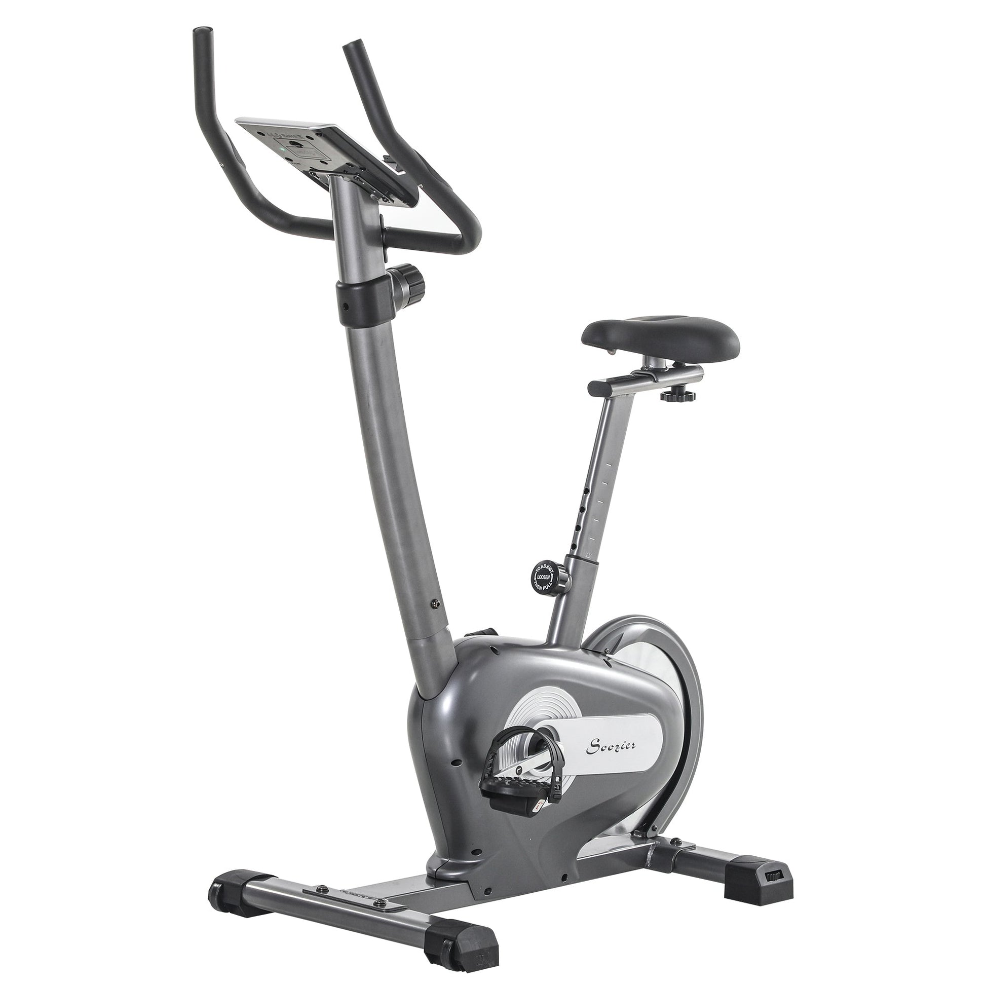 Exercise Bike with 10-Level Adjustable Magnetic Resistance, Indoor Cycling Bike Home Cardio Workout Trainer, 16lbs Flywheel, LCD Display, and Adjustable Seat, Grey at Gallery Canada