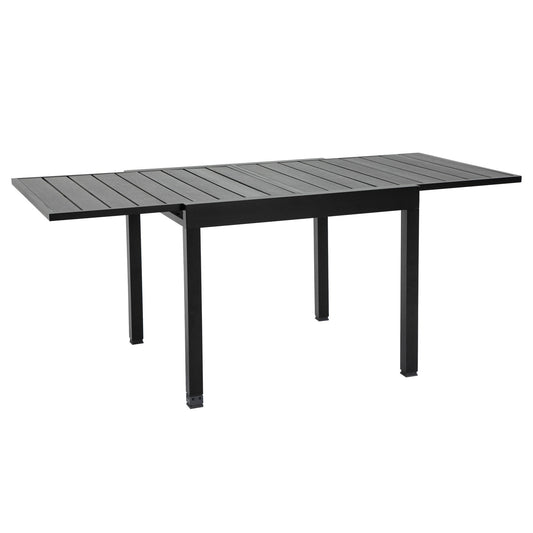 Extendable Dining Table Metal Outdoor Slat Table for 4-6 Person Rectangular Lawn Garden Bistro Patio Table with Aluminum Frame, Black at Gallery Canada