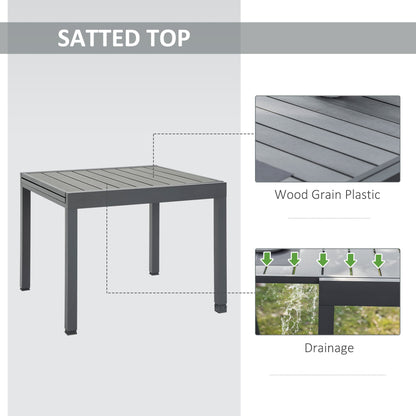 Extendable Dining Table Metal Outdoor Slat Table for 4-6 Person Rectangular Lawn Garden Bistro Patio Table with Aluminum Frame, Grey at Gallery Canada