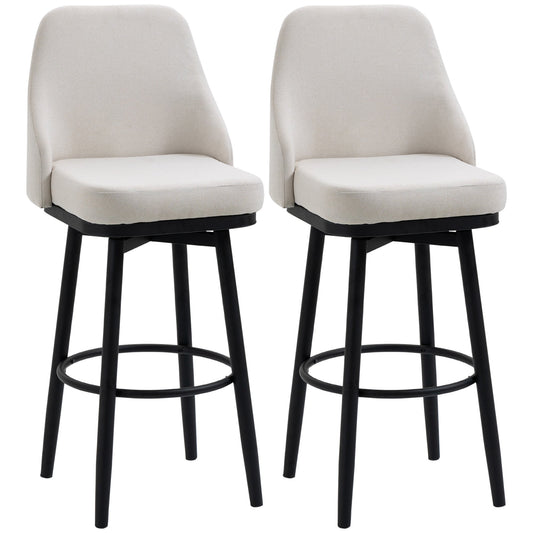 Extra Tall Bar Stools Set of 2, Modern 360° Swivel Barstools, Dining Room Chairs with Steel Legs Footrest, Cream White at Gallery Canada