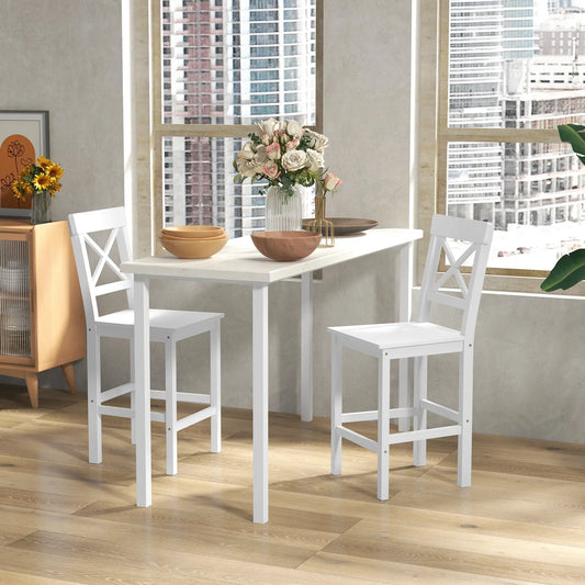 Counter Height Stools Set of 2, Farmhouse Bar Stools, Solid Wood, White Bar Stools White at Gallery Canada