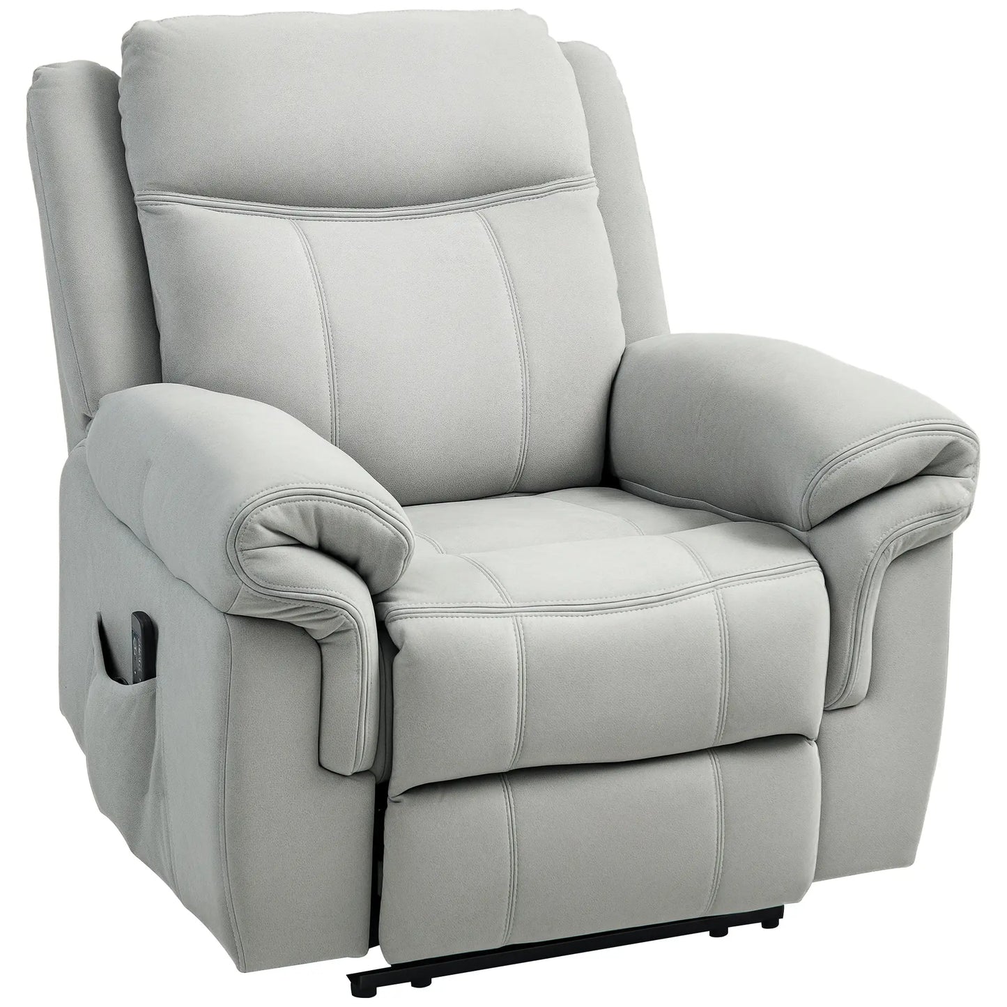 Manual Recliner Chair with Vibration Massage, Side Pockets, Microfibre Reclining Chair for Living Room, Grey Sofas & Reclining Chairs at Gallery Canada