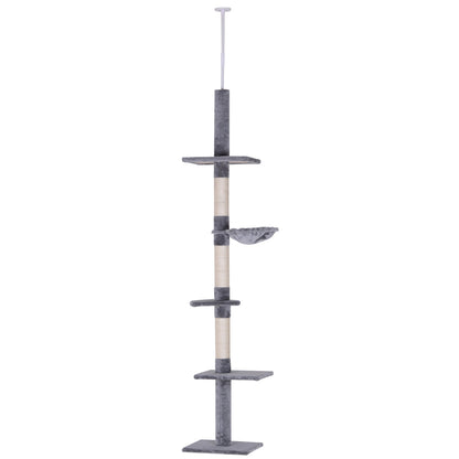 8.5ft Cat Climbing Tree 5-Tier Cat Activity Center Floor-to-Ceiling Cat Climber Toy with Scratching Post Play Rest Post Pet Furniture Grey at Gallery Canada