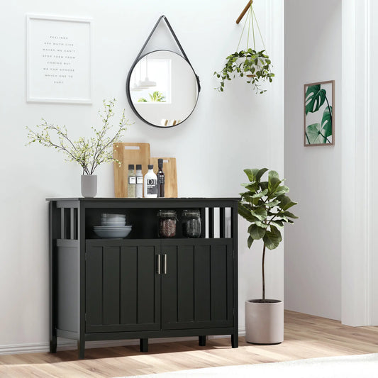 Sideboard Buffet, 2 Doors, Adjustable Shelves, Kitchen Dining, Black Bar Cabinets Black at Gallery Canada