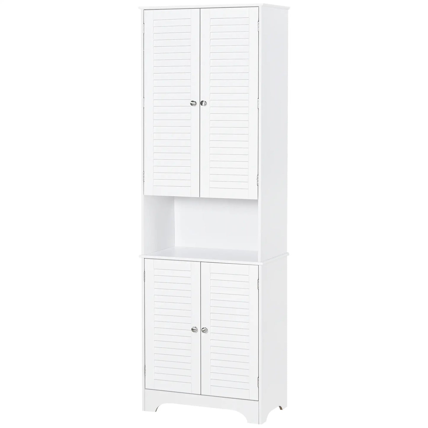Tall Bathroom Storage Cabinet, 4 Shutter Doors, Adjustable Shelves, White Bathroom Cabinets at Gallery Canada