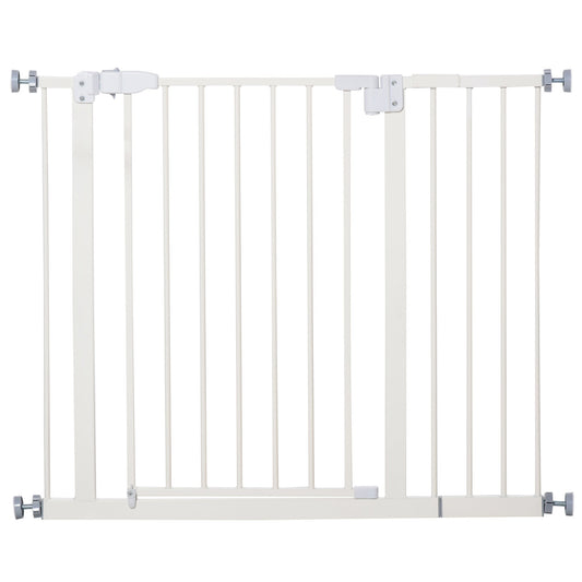 Pet Gate for Dogs, Portable Dog Gate, Walk Through Pressure Fit, Auto Close and Double Locking for Doorways, Hallways, Stairs, White - Gallery Canada