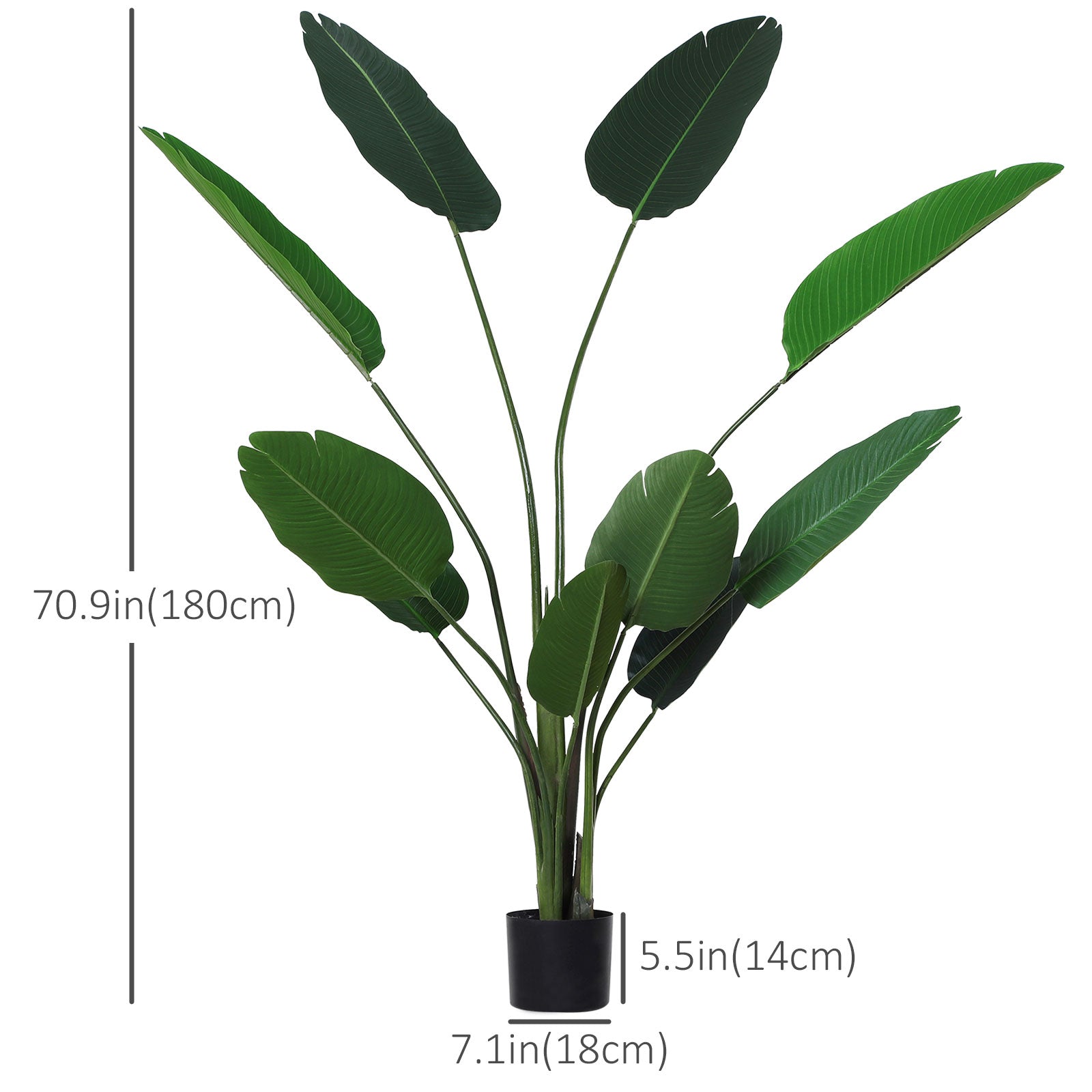 6FT Artificial Bird of Paradise Plant, Fake Tropical Plam Tree with 10 Banana Leaves in Pot, Faux Plant for Indoor and Outdoor, Green at Gallery Canada