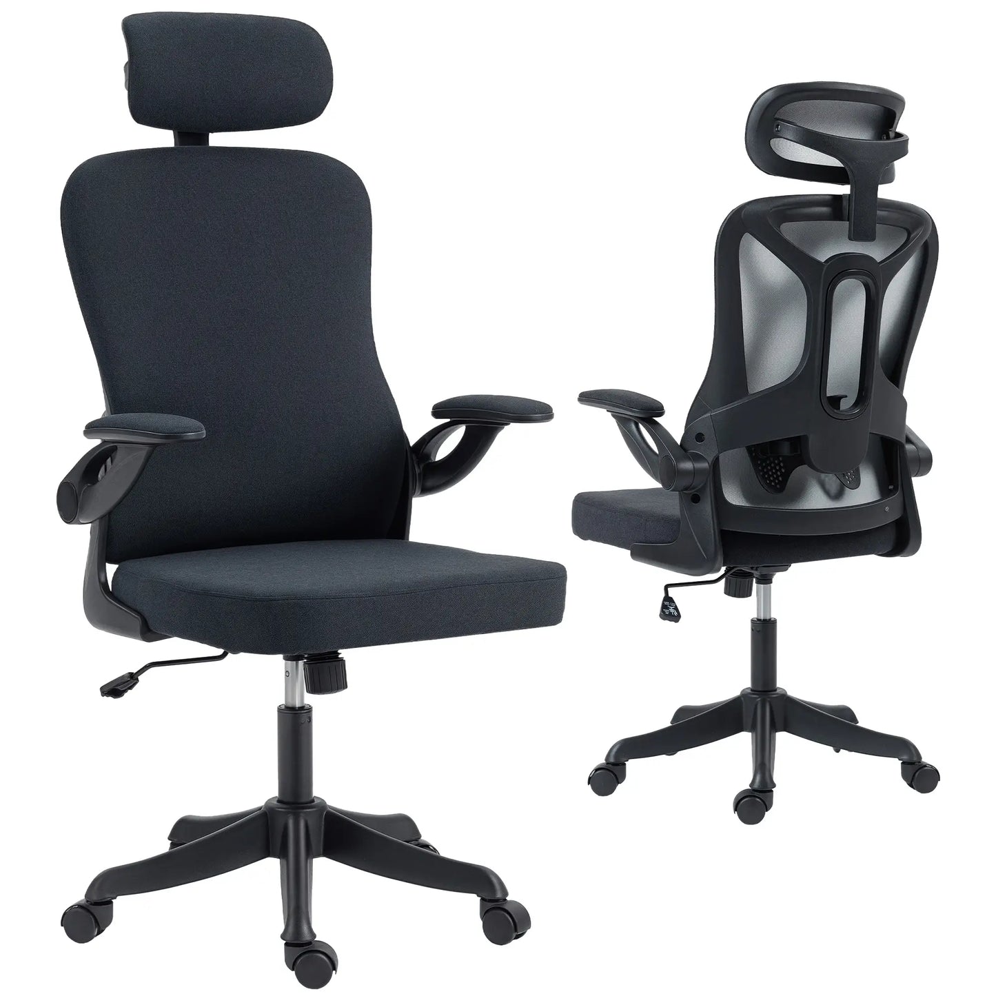 Ergonomic Office Chair, Adjustable Lumbar Support, Headrest, Flip-up Armrests, Black Task Chairs at Gallery Canada