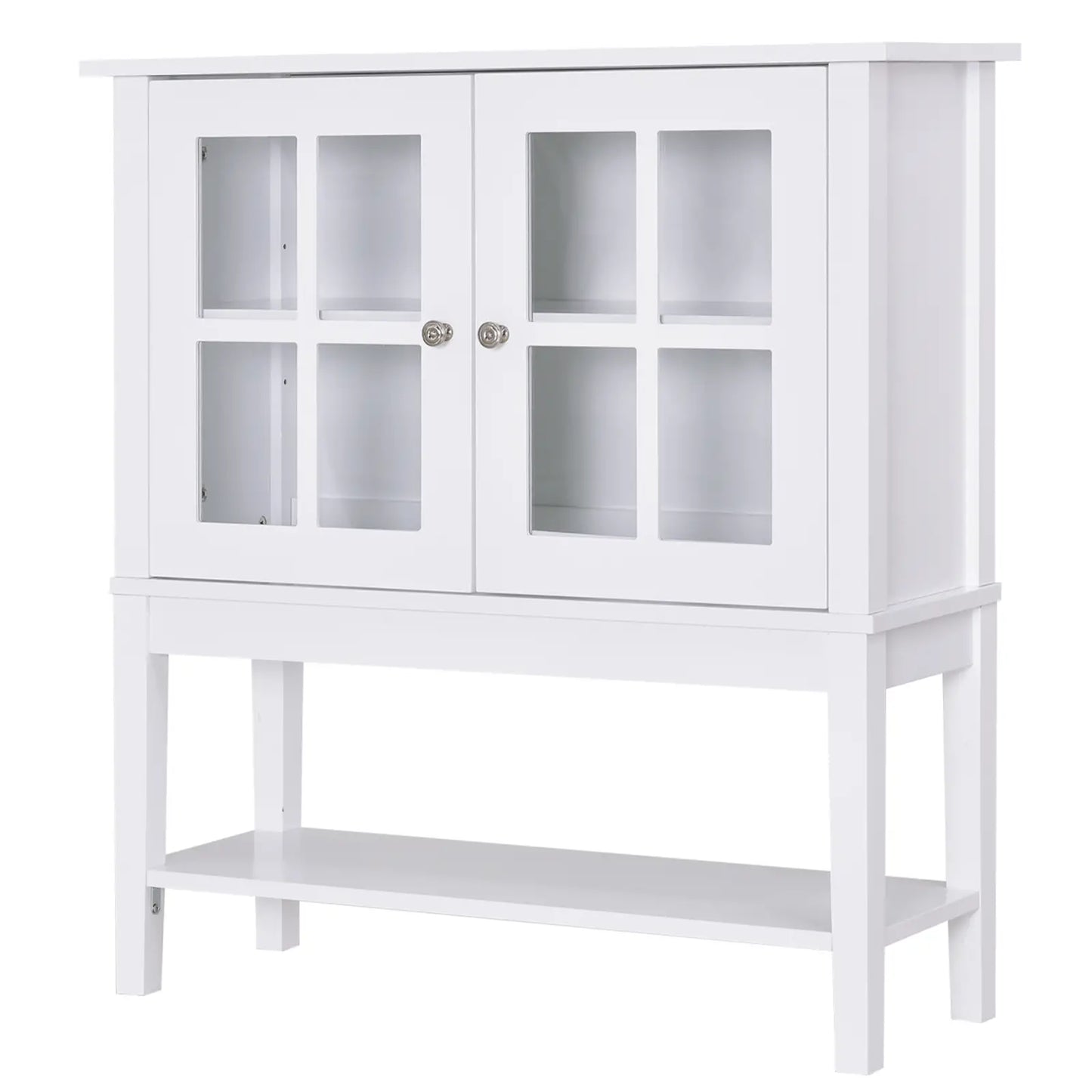 Modern Sideboard Buffet Cabinet, Wood Console Table, Glass Doors, White Bar Cabinets at Gallery Canada