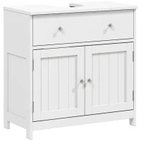 Meuble de salle de bain moderne avec vasque, rangement sous évier, blanc