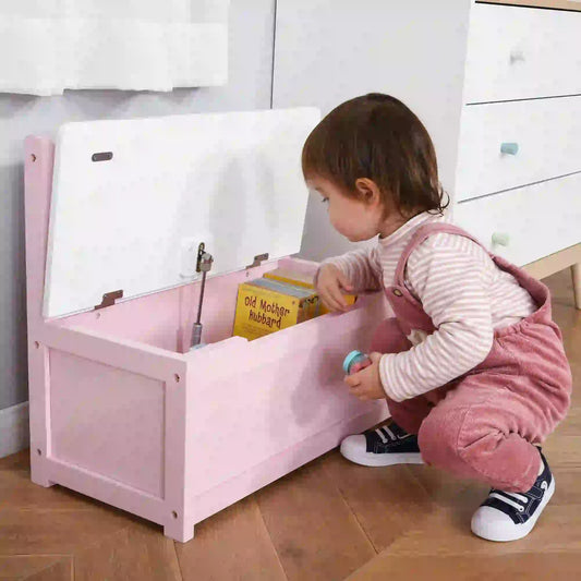 2-in-1 Wooden Kids Toy Box, Storage Bench Seat, Pink Baby & Kids Storage Pink at Gallery Canada