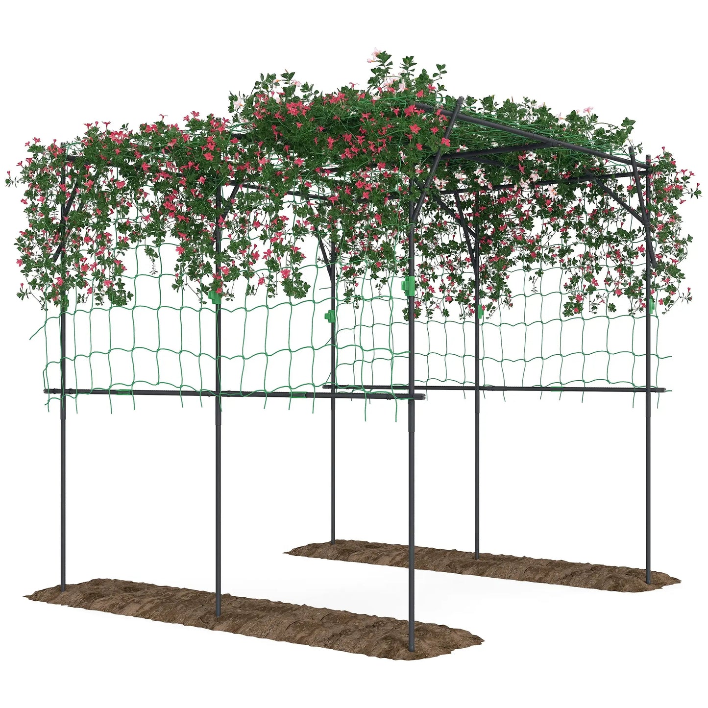 7.3 FT Tall Metal Garden Arch Trellis, For Climbing Plants, Black