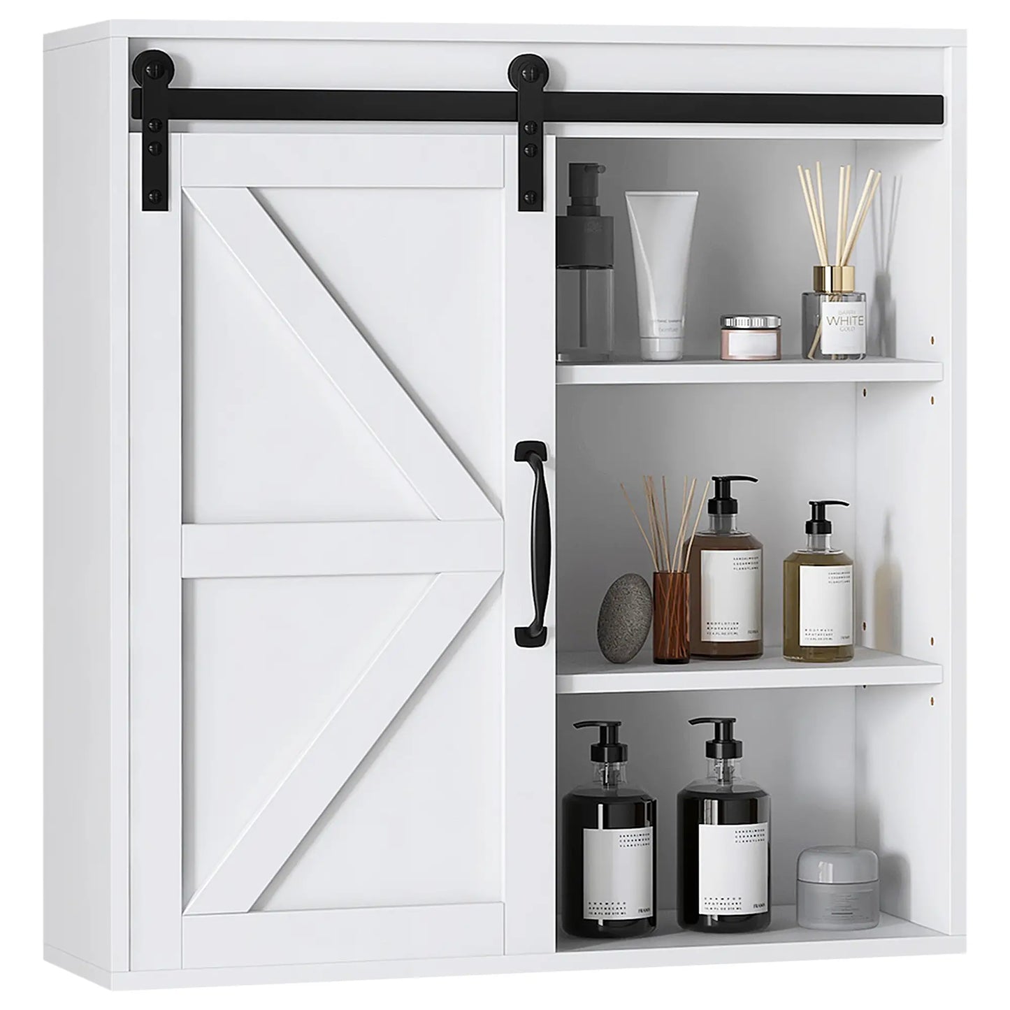 White Medicine Cabinet, Sliding Door, Adjustable Shelf, 22.8" x 7.8" x 24.4", White Wall Mounted Cabinets at Gallery Canada