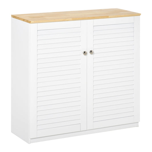 Storage Cabinet Kitchen Sideboard with Louvered Doors, Freestanding Bathroom Cabinet for Living Room, Hallway, White at Gallery Canada