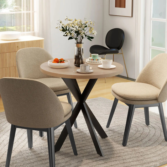 29" Round Dining Table, Steel Legs, Brown Bar Tables & Dining Tables Brown Tabletop, Black Legs at Gallery Canada