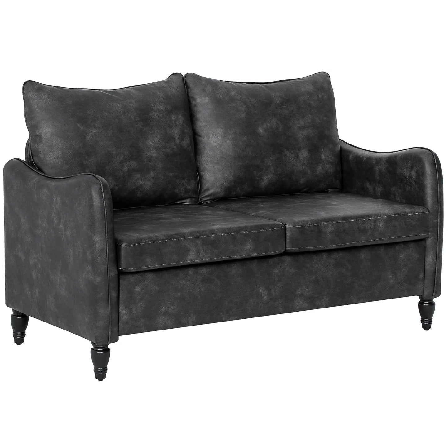 55" Loveseat Sofa, 2 Seater with Wood Legs, PU Leather, Grey 2-Seater Sofas at Gallery Canada