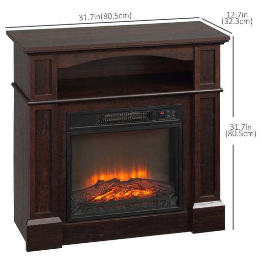 Electric Fireplace with Mantel, Freestanding Heater Corner Firebox with Remote Control, 700W/1400W, Brown at Gallery Canada