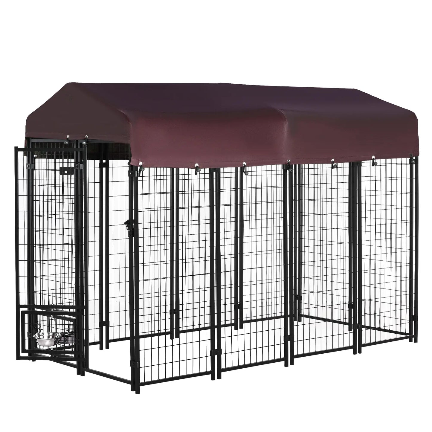Outdoor Dog Kennel, Lockable Pet Playpen, Welded Steel Fence, Rotating Bowl, Red Houses, Kennels & Pens at Gallery Canada