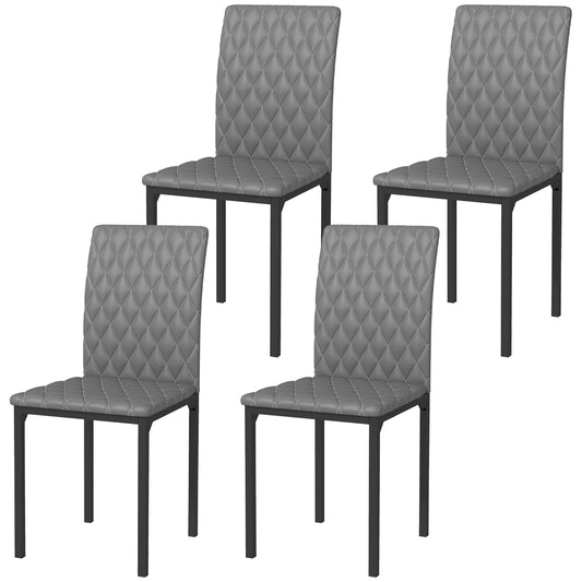Set of 4 Modern Dining Chairs, Tufted High Back Side Chairs with Upholstered Seat, Steel Legs for Living Room, Kitchen at Gallery Canada