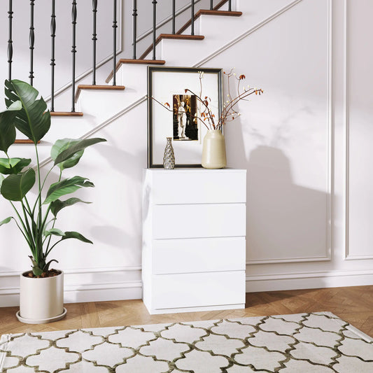 4 Drawer Chest, Freestanding Storage Unit, White Storage Cabinets White at Gallery Canada