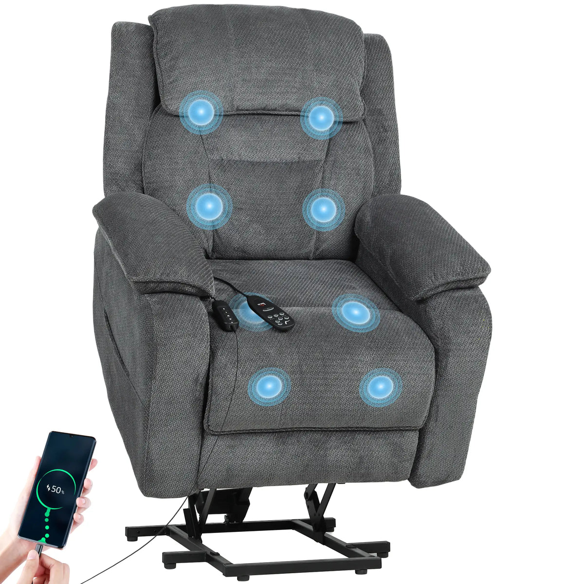 Power Recliner Chair With Massage, Electric Lift Chair, Grey Electric Power Lift Chairs at Gallery Canada