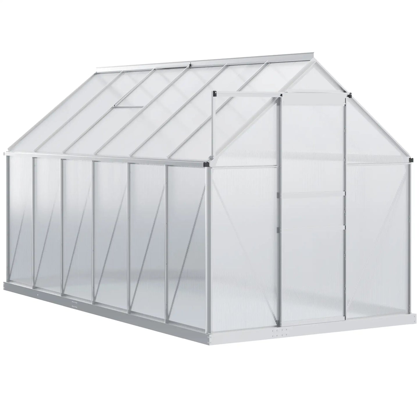 6' x 12' x 6.5' Walk-in Greenhouse, Polycarbonate, Adjustable Roof Vent, Sliding Door, Clear Walk In Greenhouses at Gallery Canada