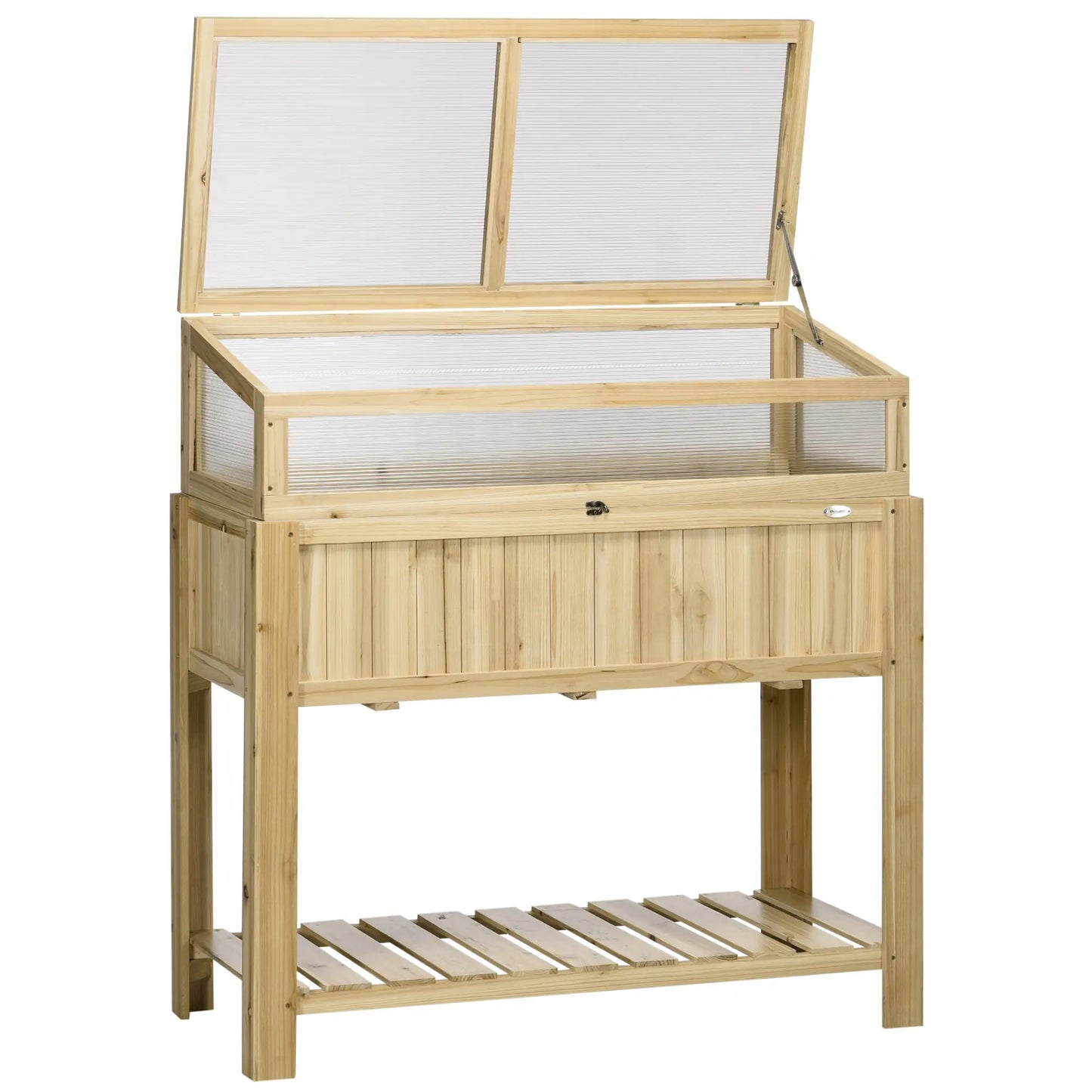 Raised Garden Bed, Outdoor Wooden PVC Elevated Planter Box, Natural Cold Frame Greenhouses at Gallery Canada