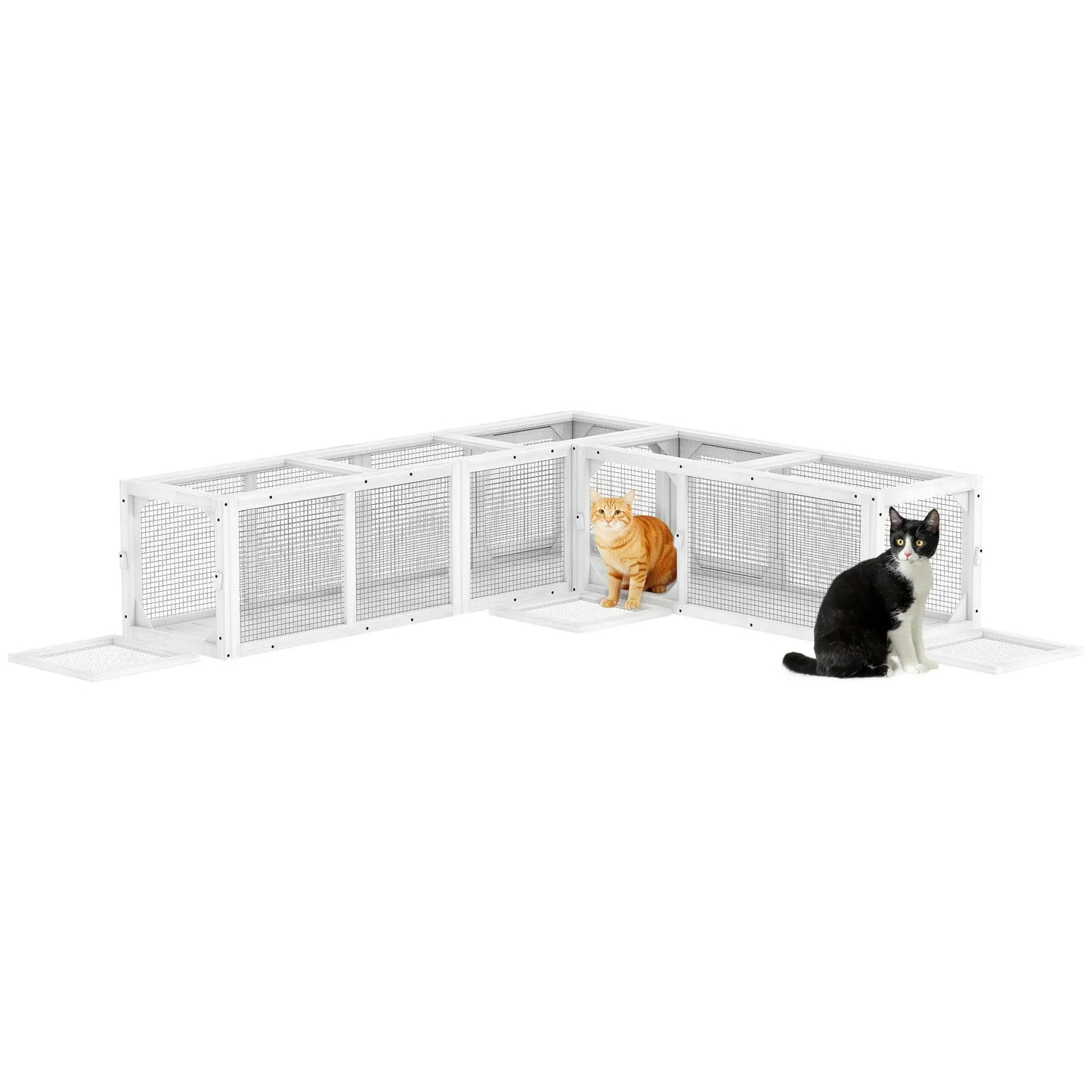 Cat Tunnel, Outdoor Enclosure, 98", 8 Doors, Combinable, White Outdoor Cat Enclosures at Gallery Canada